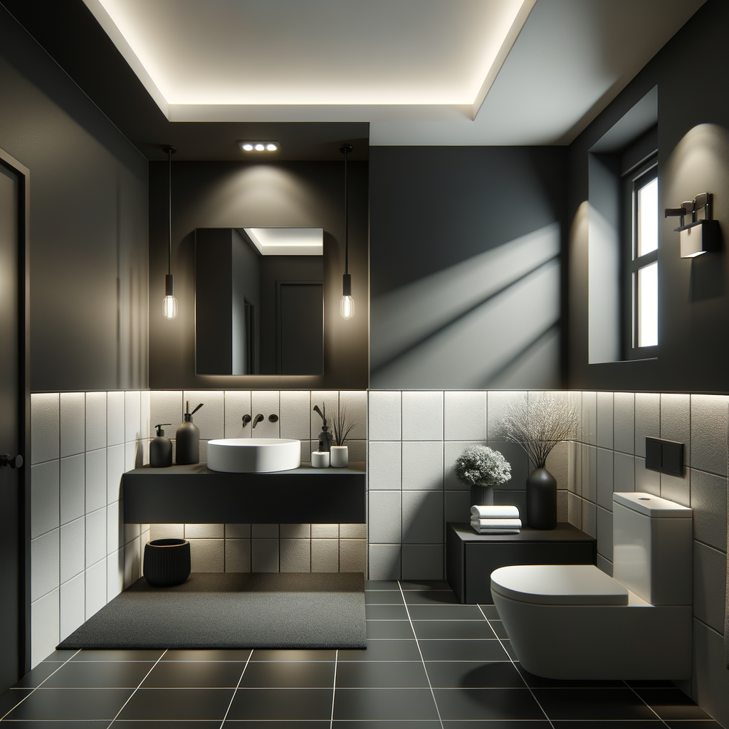 Detalles y accesorios en negro para baño